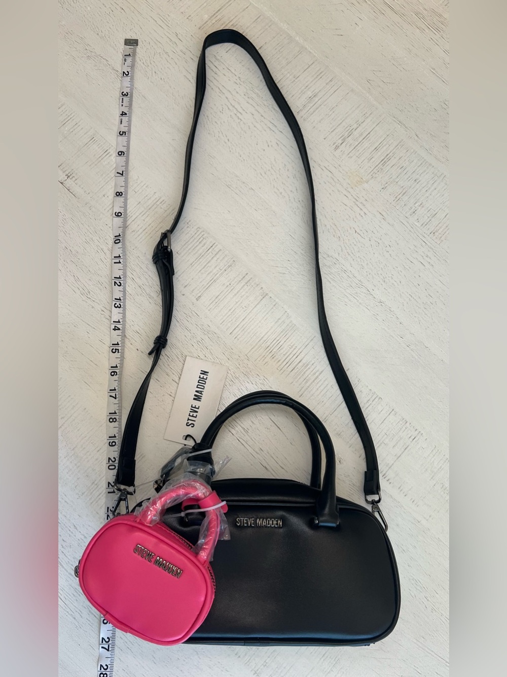 NWT Steve Madden Black Sachel Bag with Pink Mini Sachel Bag - Picture 2 of 5